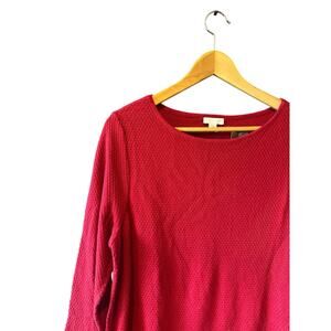 NWT J.Jill | Red Cotton-Blend Waffle Knit Tunic Sweater | Size Large Petite